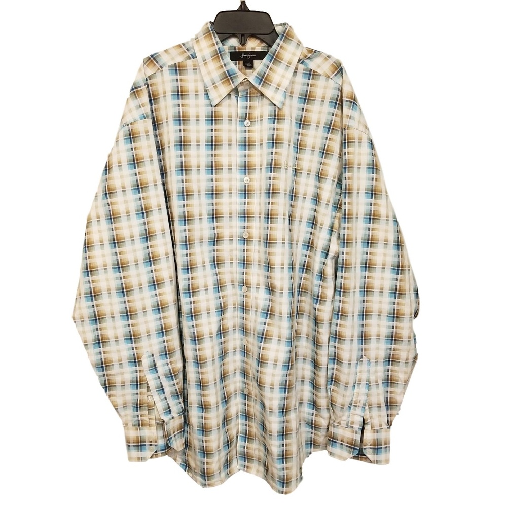 SEAN JOHN Plaid Shirt Casual Dress Button Down XL